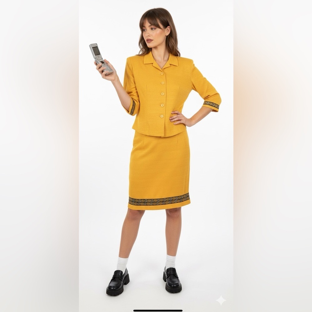Helen Blake 90s Yellow Blazer & Skirt Set
